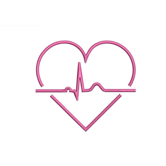 Heart Embroidery Designs: First Responder Machine Embroidery Files EKG For Medical Nurse Doctor Embroidery File Echocardiogram Design