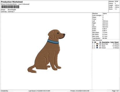 Labrador Retriever Embroidery Designs: Dog Embroidery File Cute Puppy with Blue Collar Embroidery Machine File (Digital Download)