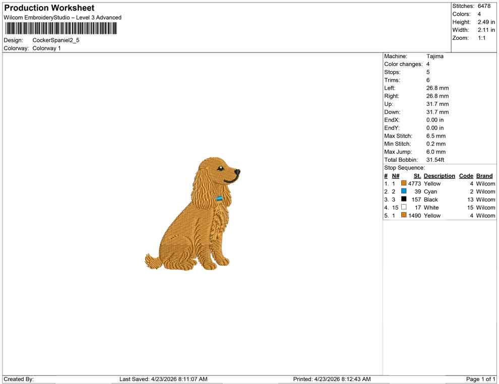 English Cocker Spaniel Embroidery Designs: Dog with Collar Machine Embroidery File Puppy Embroidery Files (DST, PES, JEF+) Digital Download