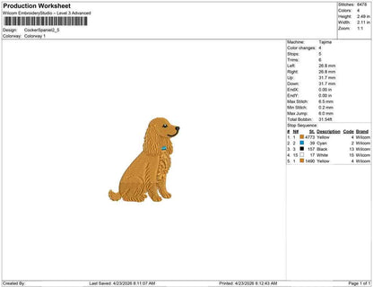 English Cocker Spaniel Embroidery Designs: Dog with Collar Machine Embroidery File Puppy Embroidery Files (DST, PES, JEF+) Digital Download