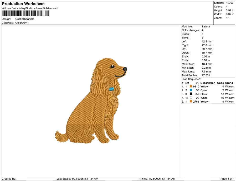 English Cocker Spaniel Embroidery Design: Dog with Collar Machine Embroidery File Dog Embroidery File (DST, PES, JEF, More) Digital Download