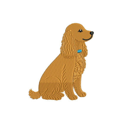 English Cocker Spaniel Embroidery Designs: Dog with Collar Machine Embroidery File Puppy Embroidery Files (DST, PES, JEF+) Digital Download