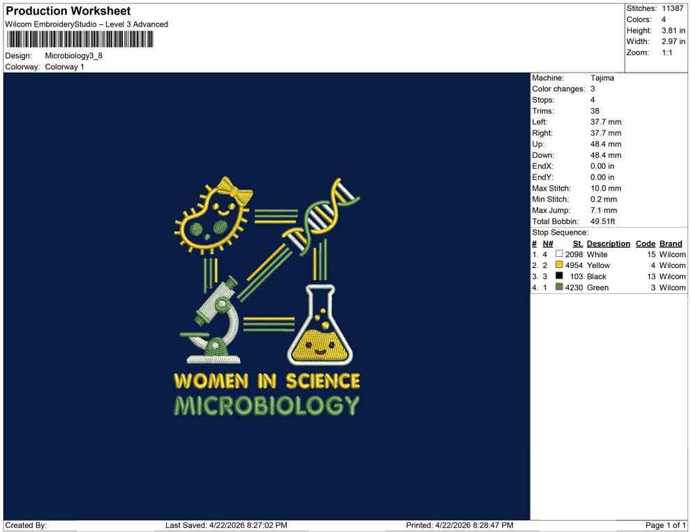 Women in Science Embroidery Design: Microbiology Machine Embroidery File Microscope Embroidery DNA Design (DST, PES, jef+)