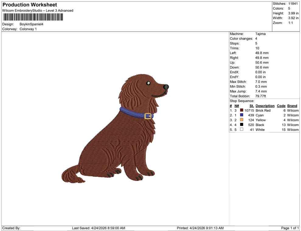 Boykin Embroidery Designs: Boykin Spaniel Dog with Collar Machine Embroidery File Dog Embroidery Desin (DST, PES, JEF+ ) Digital Download