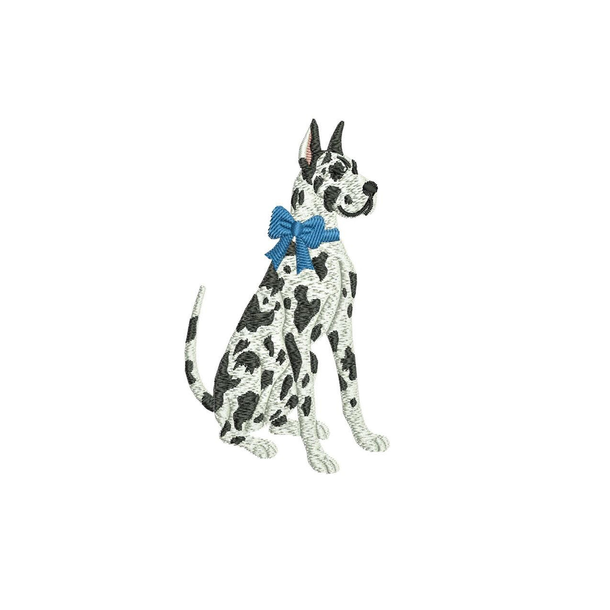Harlequin Great Dane Embroidery Design: Dog with Bow Machine Embroidery File Dog Embroidery File (DST, PES, JEF, More) Digital Download