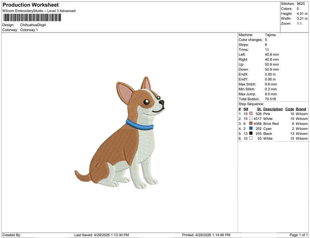 Chihuahua Embroidery Designs: Dog Embroidery File Cute Puppy with Blue Collar Embroidery Machine File (Digital Download)