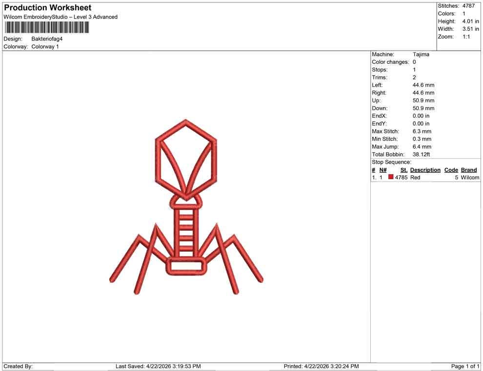 Bacteriophage Embroidery Design: Science Virus Machine Embroidery File Microbiology Lab Coat Embroidery Bacteriophage Design (DST, PES, JEF)