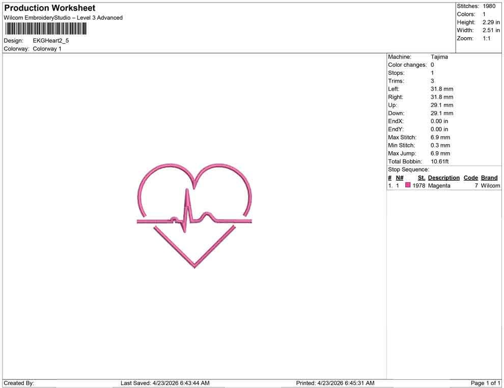 Heart Embroidery Designs: First Responder Machine Embroidery Files EKG For Medical Nurse Doctor Embroidery File Echocardiogram Design