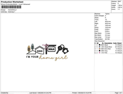 Real Estate Agent Embroidery Designs: Home Girl Real Estate Embroidery Machine File Mortgage Broker Embroidery Design (PES DST EXP+) Digital