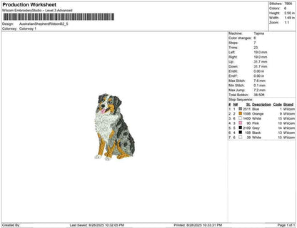 Australian Shepherd Embroidery Design: Dog Lover Gift (DST, PES, JEF+) (Digital Download
