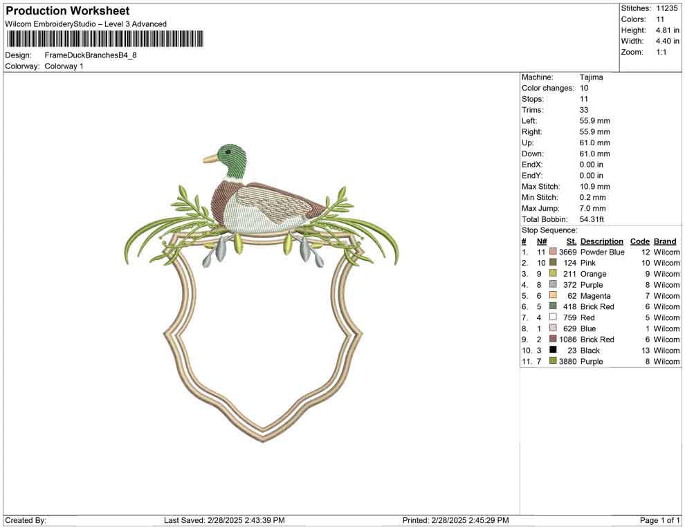 Mallard Duck Crest Embroidery Design: Rustic Monogram Frame (Digital Download)