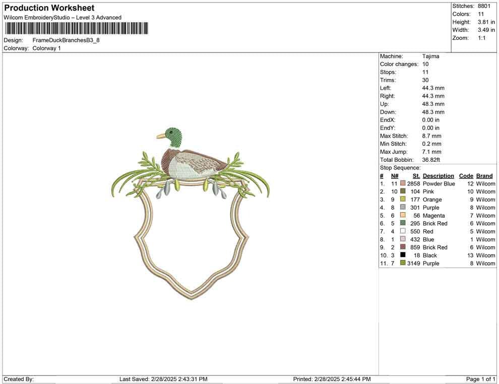 Mallard Duck Crest Embroidery Design: Rustic Monogram Frame (Digital Download)