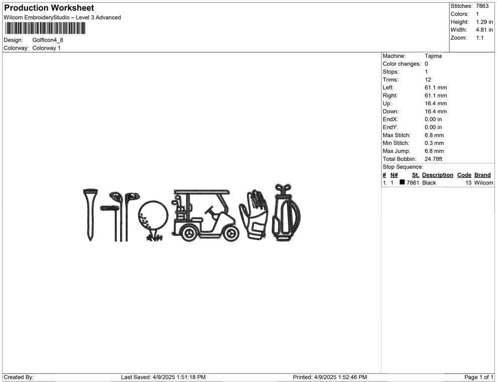 Golf Icon Embroidery Designs: Golf Cart Golf Club Machine Embroidery File Golf Towel Embroidery Pattern (PES DST JEF+) Digital Download