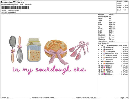 In My Sourdough Era Embroidery Design Baking Lover Machine Embroidery File PES DST EXP Cottagecore Kitchen Decor
