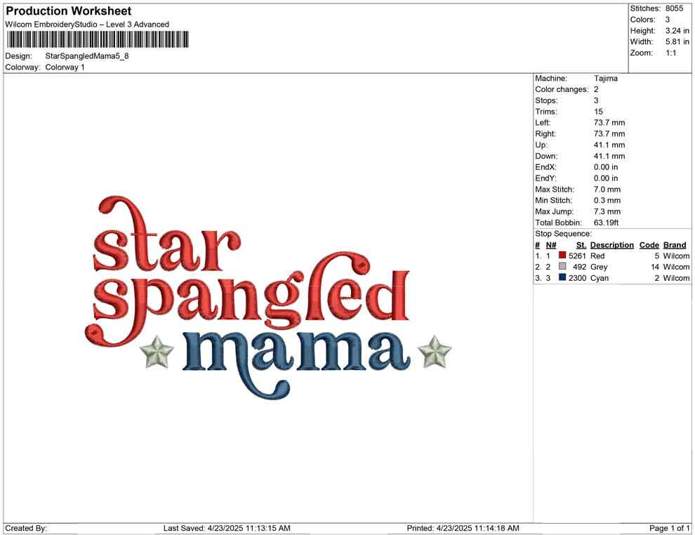 4th of July Embroidery Designs: Star Spangled Mama Machine Embroidery File (pes dst jef+) USA Embroidery Design Digital Download