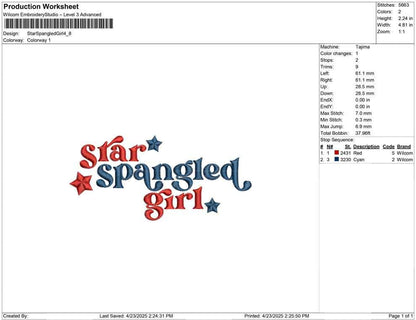 4th of July Embroidery Designs: Patriotic USA Machine Embroidery File Star Spangled Girl Embroidery Design (Digital Download) pes dst jef+