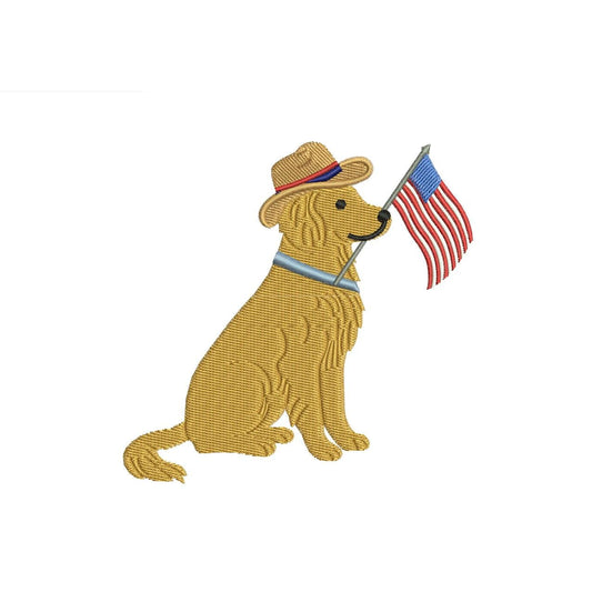 Golden Retriever Embroidery Designs: Patriot Dog Embroidery File Cute Puppy Flag Embroidery Machine File 4th of July File (Digital Download)