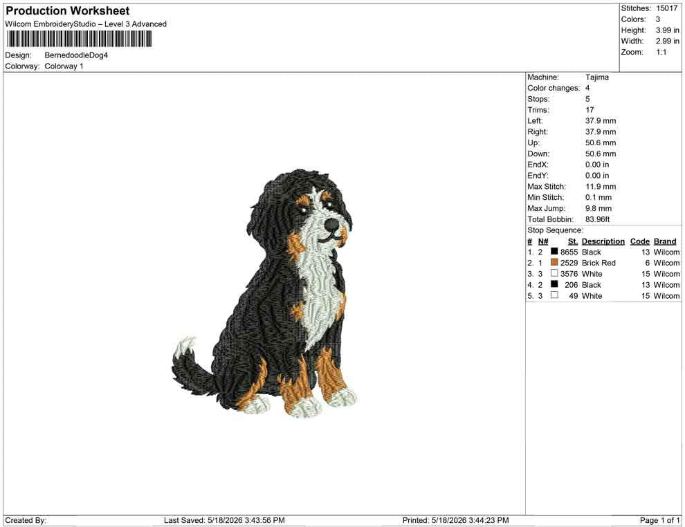 Bernedoodle Embroidery Designs: Curly Doodle Dog Machine Embroidery File Puppy Embroidery Design (PES DST JEF+) Instant Digital Download
