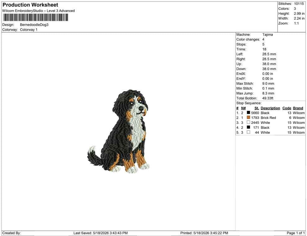 Bernedoodle Embroidery Designs: Curly Doodle Dog Machine Embroidery File Puppy Embroidery Design (PES DST JEF+) Instant Digital Download