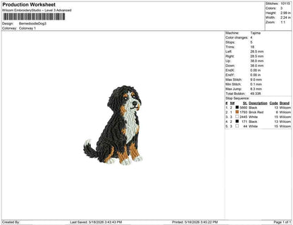Bernedoodle Embroidery Designs: Curly Doodle Dog Machine Embroidery File Puppy Embroidery Design (PES DST JEF+) Instant Digital Download