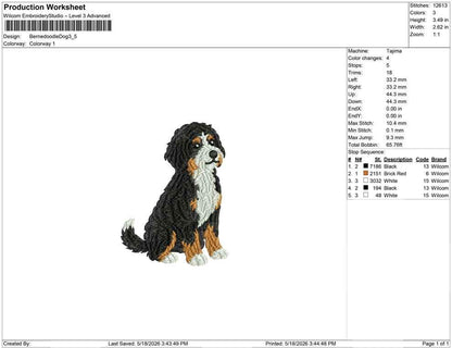 Bernedoodle Embroidery Designs: Curly Doodle Dog Machine Embroidery File Puppy Embroidery Design (PES DST JEF+) Instant Digital Download