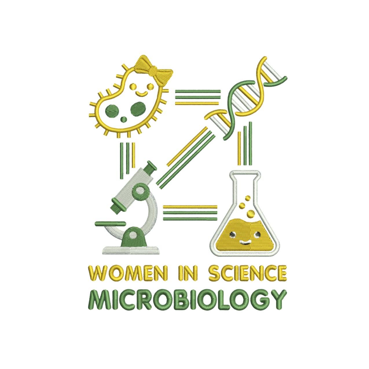 Women in Science Embroidery Design: Microbiology Machine Embroidery File Microscope Embroidery DNA Design (DST, PES, jef+)