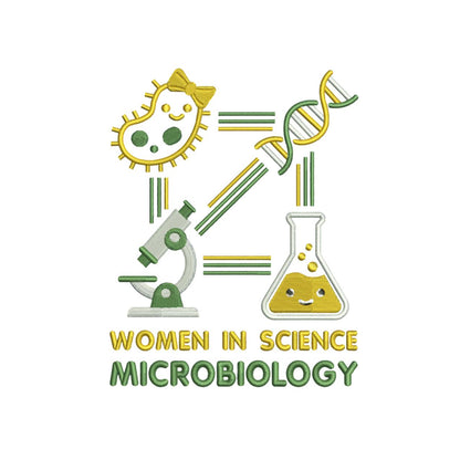 Women in Science Embroidery Design: Microbiology Machine Embroidery File Microscope Embroidery DNA Design (DST, PES, jef+)