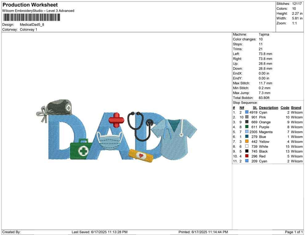 Father's Day Embroidery Designs: Dad Doctor Machine Embroidery Files For Nurse or Frontline Workers EMT Embroidery Design (Digital Download)