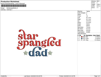 Dad Embroidery Designs: 4th of July, Father's Day Machine Embroidery File (Digital Download) PES DST EXP+