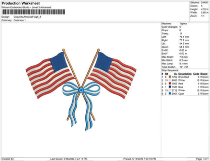 USA Flag Embroidery Designs: America 250 Machine Embroidery Files Patriotic Flag Embroidery Design (jef pes dst+) Instant Digital Download