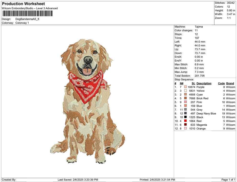 Golden Retriever Embroidery Designs: Happy Dog with Bandanna Machine Embroidery File (Digital Download)