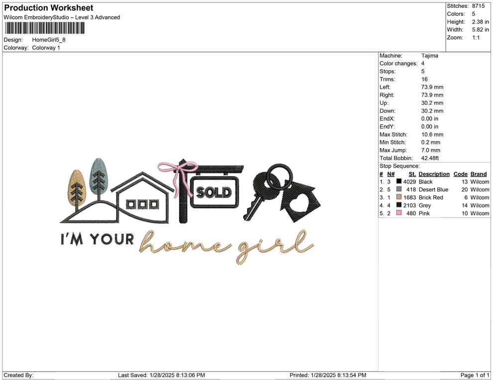 Real Estate Agent Embroidery Designs: Home Girl Real Estate Embroidery Machine File Mortgage Broker Embroidery Design (PES DST EXP+) Digital