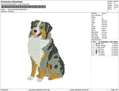 Australian Shepherd Embroidery Design: Dog Lover Gift (DST, PES, JEF+) (Digital Download