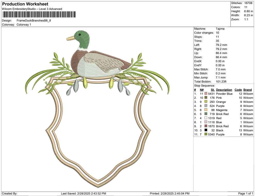 Mallard Duck Crest Embroidery Design: Rustic Monogram Frame (Digital Download)