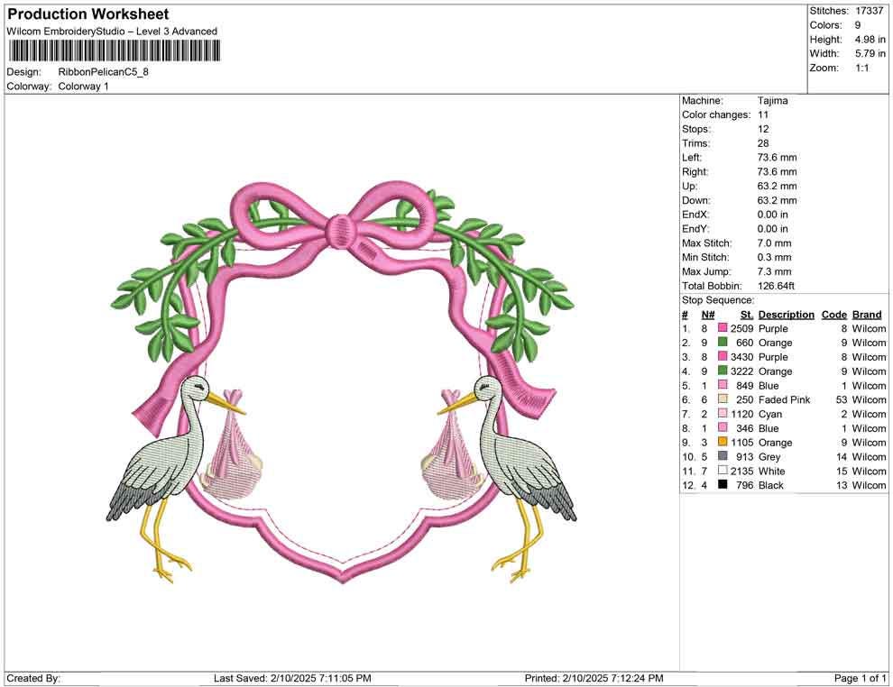 Stork Embroidery Crest Design: Baby Banner Machine Embroidery File Floral Crest Heirloom Baby Girl Embroidery Designs