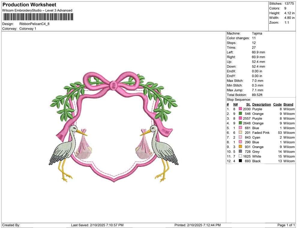 Stork Embroidery Crest Design: Baby Banner Machine Embroidery File Floral Crest Heirloom Baby Girl Embroidery Designs