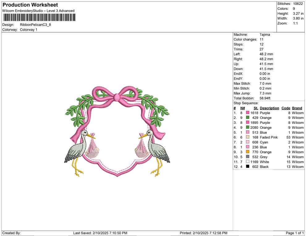 Stork Embroidery Crest Design: Baby Banner Machine Embroidery File Floral Crest Heirloom Baby Girl Embroidery Designs