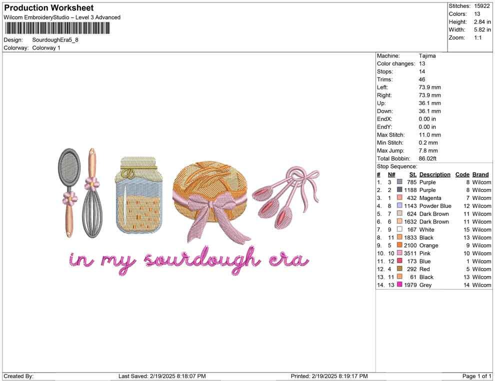In My Sourdough Era Embroidery Design Baking Lover Machine Embroidery File PES DST EXP Cottagecore Kitchen Decor
