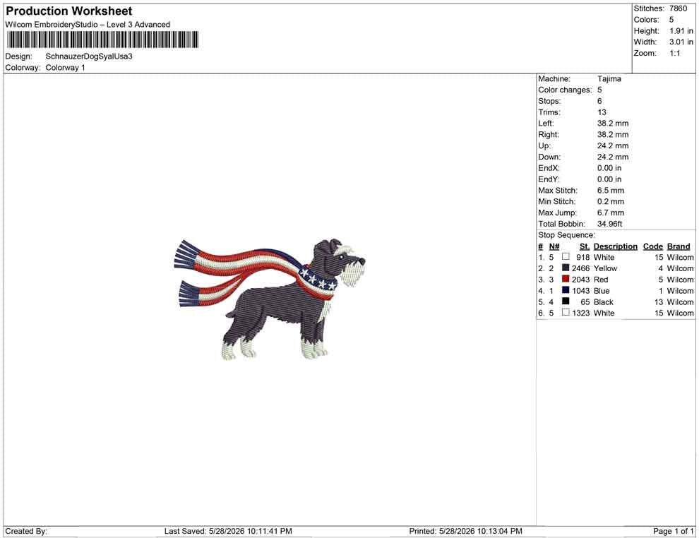 Patriotic Schnauzer Embroidery Designs: Cowboy Dog Machine Embroidery File 4th of July Puppy Embroidery File (DST, PES, JEF+) Digital