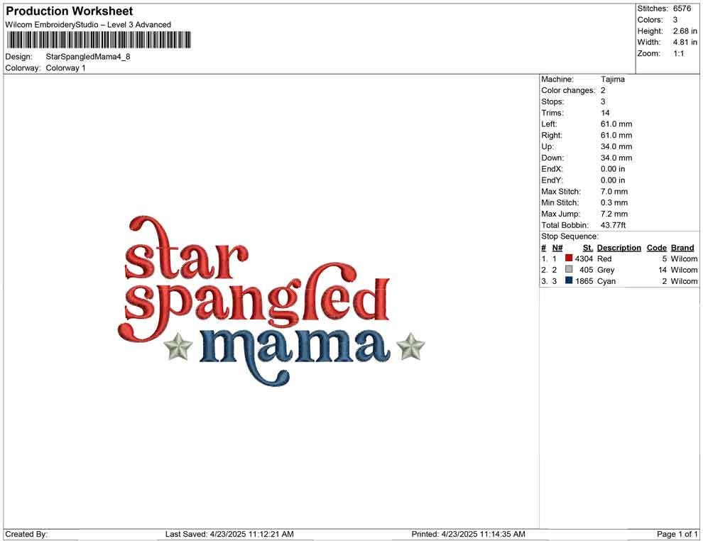 4th of July Embroidery Designs: Star Spangled Mama Machine Embroidery File (pes dst jef+) USA Embroidery Design Digital Download