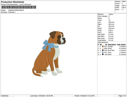 Boxer Dog Embroidery Designs: Sitting Puppy with Collar Embroidery Machine File Deutsche Pet (Digital Download)