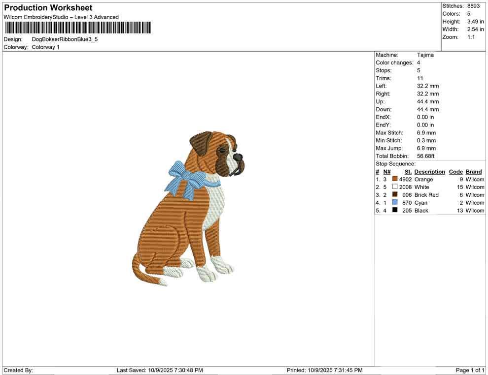 Boxer Dog Embroidery Designs: Sitting Puppy with Collar Embroidery Machine File Deutsche Pet (Digital Download)