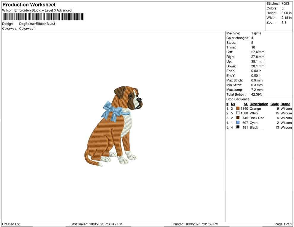 Boxer Dog Embroidery Designs: Sitting Puppy with Collar Embroidery Machine File Deutsche Pet (Digital Download)