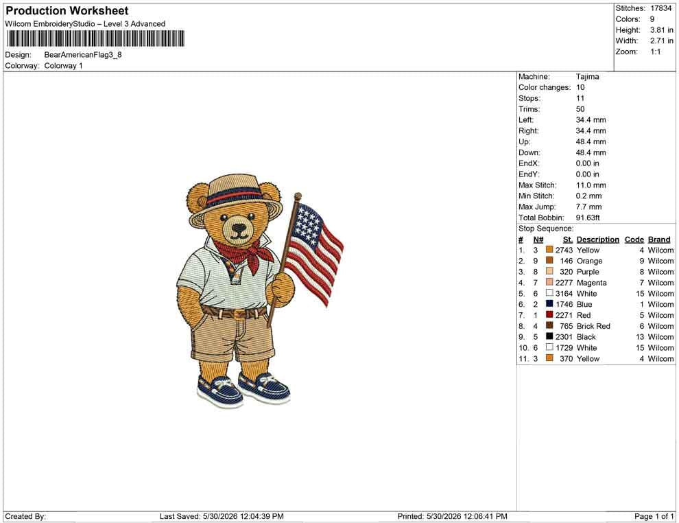 Patriotic Golden Bear Embroidery Designs: 4th Of July Bear Machine Embroidery File Independence Day Embroidery File (DST, PES, JEF+) Digital