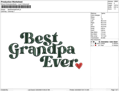 Father's Day Embroidery Designs: Best Grandpa Machine Embroidery File Best Day Embroidery Files (JEF DST PES+) Instant Digital Download