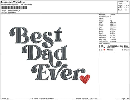 Father's Day Embroidery Designs: Best Dad Machine Embroidery File Best Pop Embroidery Files (JEF DST PES+) Instant Digital Download