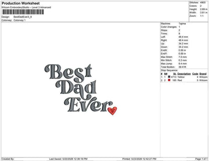 Father's Day Embroidery Designs: Best Dad Machine Embroidery File Best Pop Embroidery Files (JEF DST PES+) Instant Digital Download