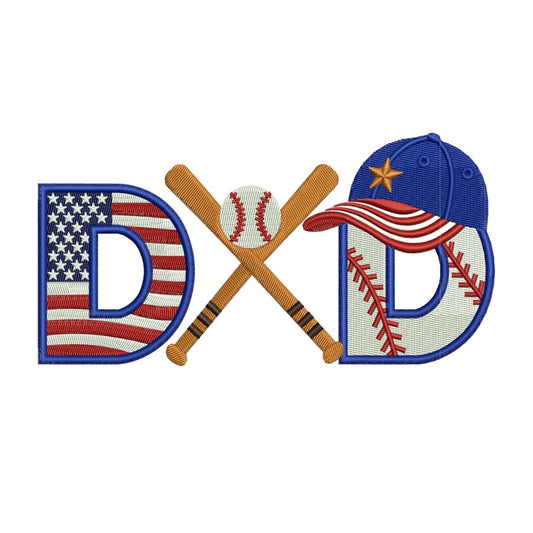 Father's Day Embroidery Designs: Baseball Dad Machine Embroidery File For Patriotic Dad (Digital Download) PES DST JEF+ Instant Download