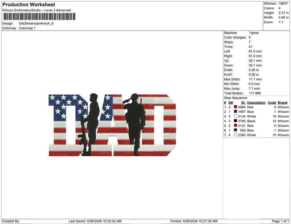 Father's Day Embroidery Designs: American Army Dad Machine Embroidery File For Patriotic Dad (Digital Download) PES DST JEF+