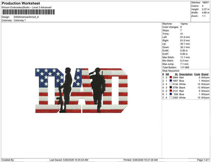 Father's Day Embroidery Designs: American Army Dad Machine Embroidery File For Patriotic Dad (Digital Download) PES DST JEF+